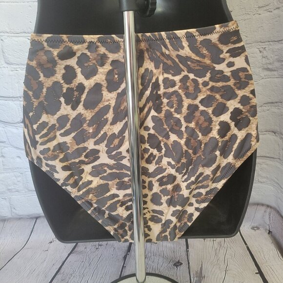 Bar III Women's Beach Cheetah Printed High Rise Bikini Bottoms - Picture 4 of 5